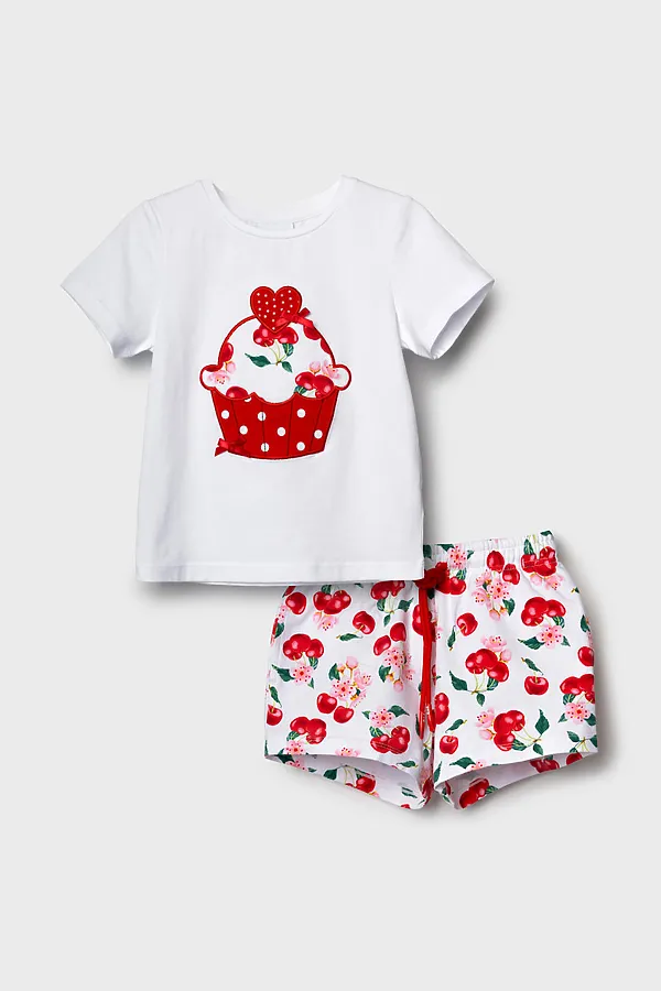 Комплект трикотажный для девочек: фуфайка (футболка), шорты PLAYTODAY, разноцветный - фото 2