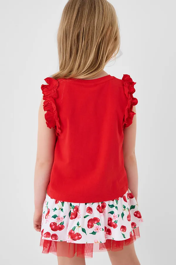 Комплект трикотажный для девочек: джемпер (футболка без рукавов), юбка-шорты PLAYTODAY, разноцветный - фото 2