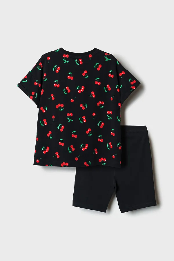 Комплект трикотажный для девочек: брюки (легинсы укороченные), фуфайка (футболка) PLAYTODAY, разноцветный - фото 2