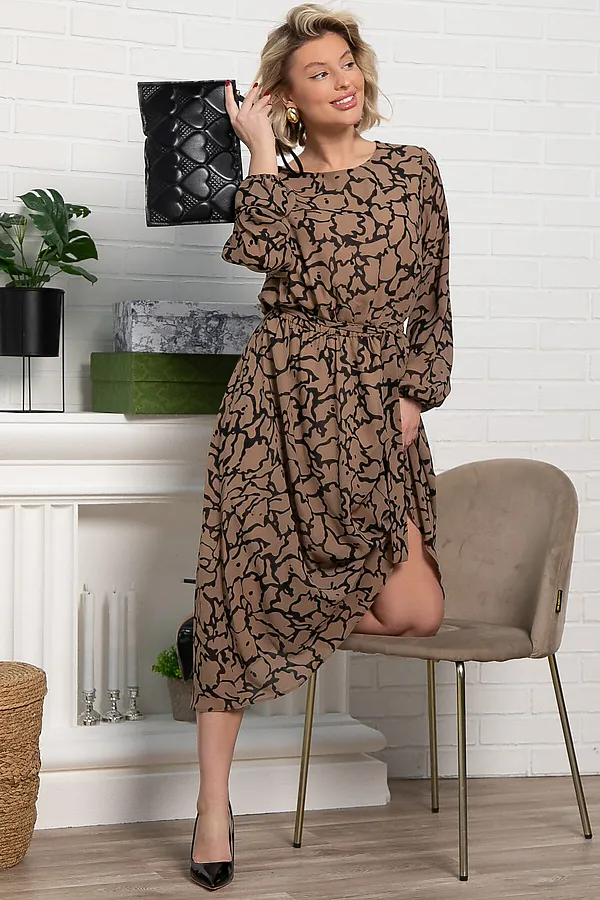 Платье Идиллия LADY TAIGA, бежево-черное - фото 2