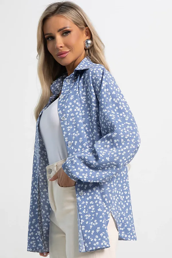 Блуза На пульсе моды LADY TAIGA, голубая - фото 2