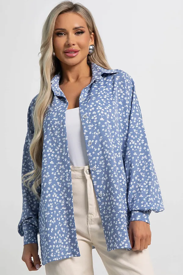 Блуза На пульсе моды LADY TAIGA, голубая - фото 2