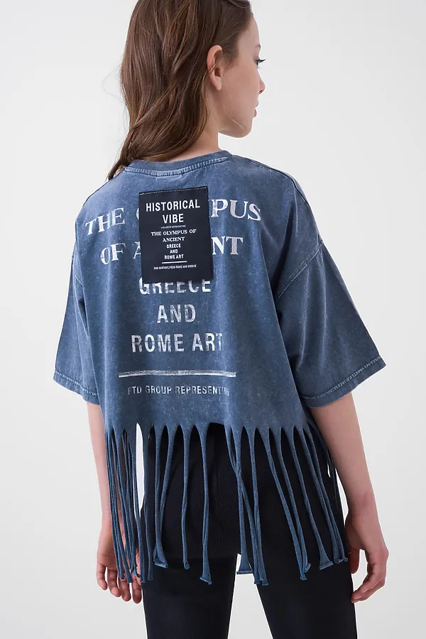 Фуфайка трикотажная для девочек (футболка) PLAYTODAY, темно-серый - фото 2