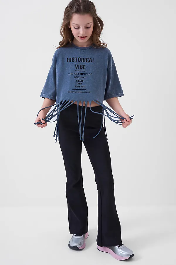 Фуфайка трикотажная для девочек (футболка) PLAYTODAY, темно-серый - фото 2