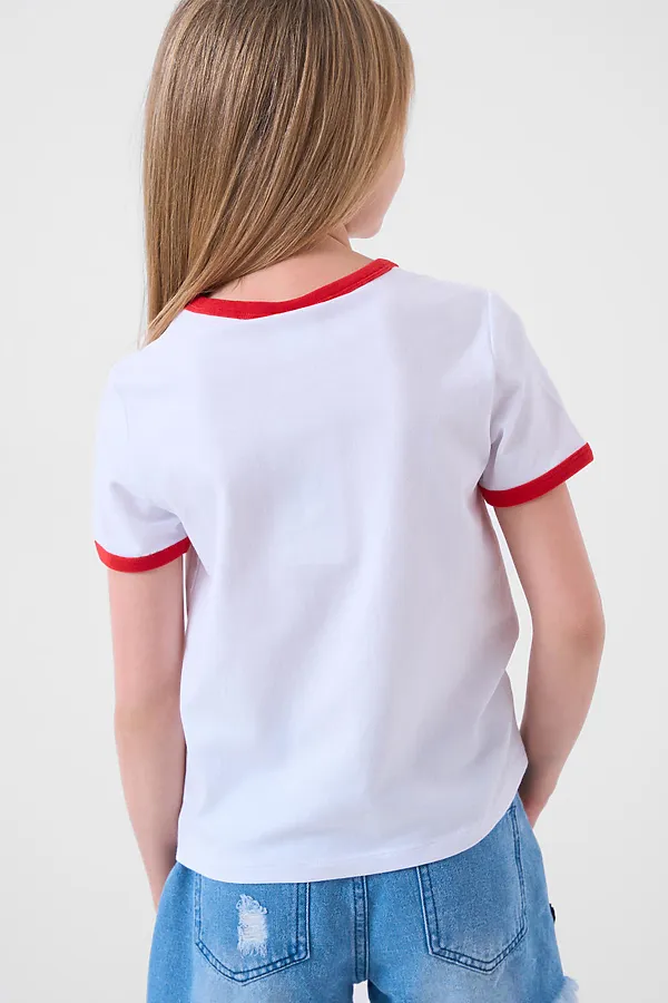Фуфайка трикотажная для девочек (футболка) PLAYTODAY, белый - фото 2