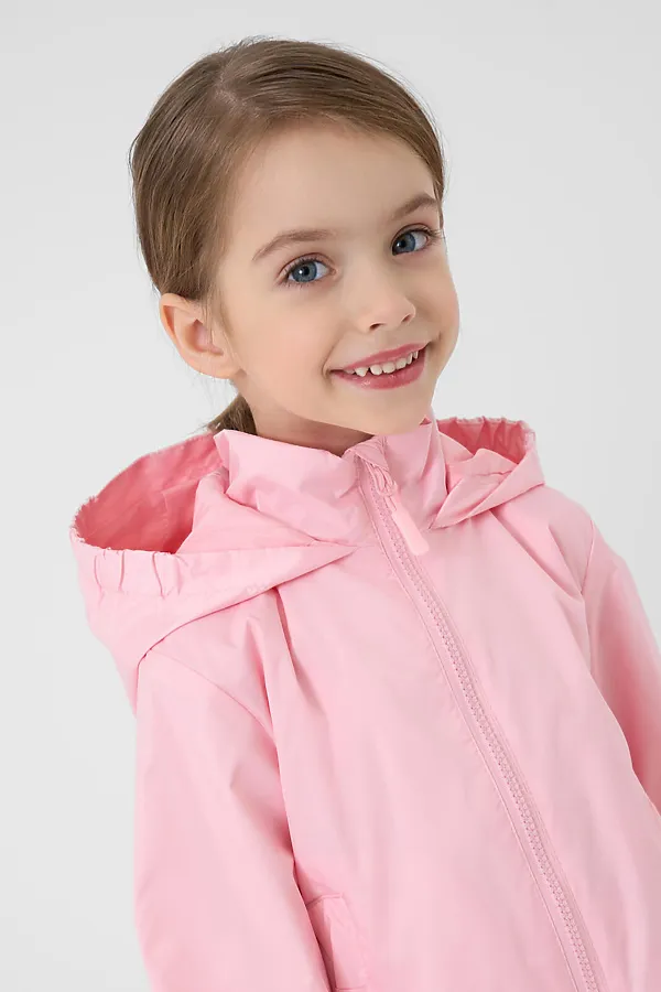Куртка текстильная с полиуретановым покрытием для девочек (ветровка) PLAYTODAY, светло-розовый - фото 2