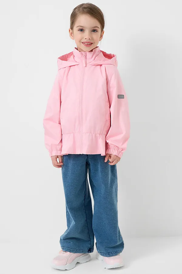 Куртка текстильная с полиуретановым покрытием для девочек (ветровка) PLAYTODAY, светло-розовый - фото 2