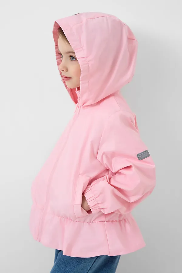 Куртка текстильная с полиуретановым покрытием для девочек (ветровка) PLAYTODAY, светло-розовый - фото 2