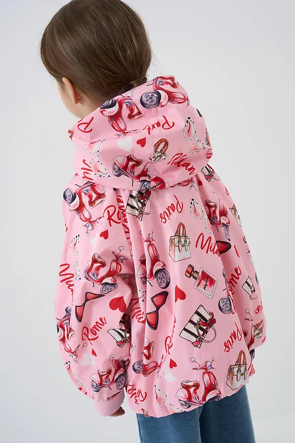 Куртка текстильная с полиуретановым покрытием для девочек (ветровка) PLAYTODAY, разноцветный - фото 2