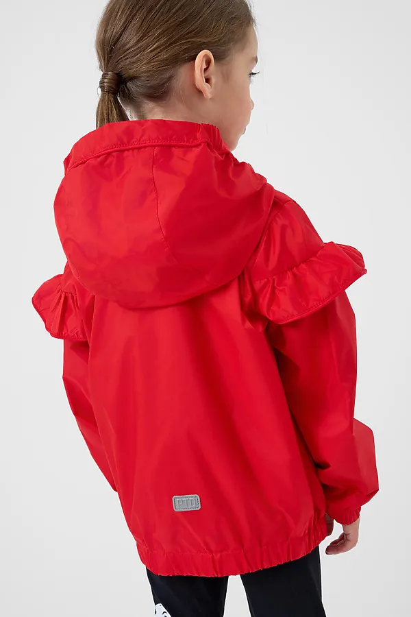 Куртка текстильная с полиуретановым покрытием для девочек (ветровка) PLAYTODAY, красный - фото 2