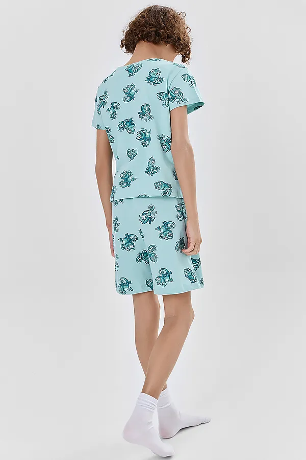 Комплект для мальчиков (футболка, шорты) MARK FORMELLE, хамелеоны на морских бликах - фото 2