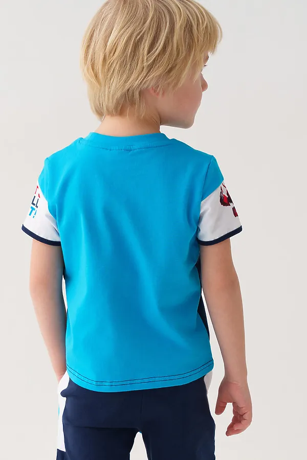 Фуфайка трикотажная для мальчиков (футболка) PLAYTODAY, тёмно-синий,ярко-синий - фото 2