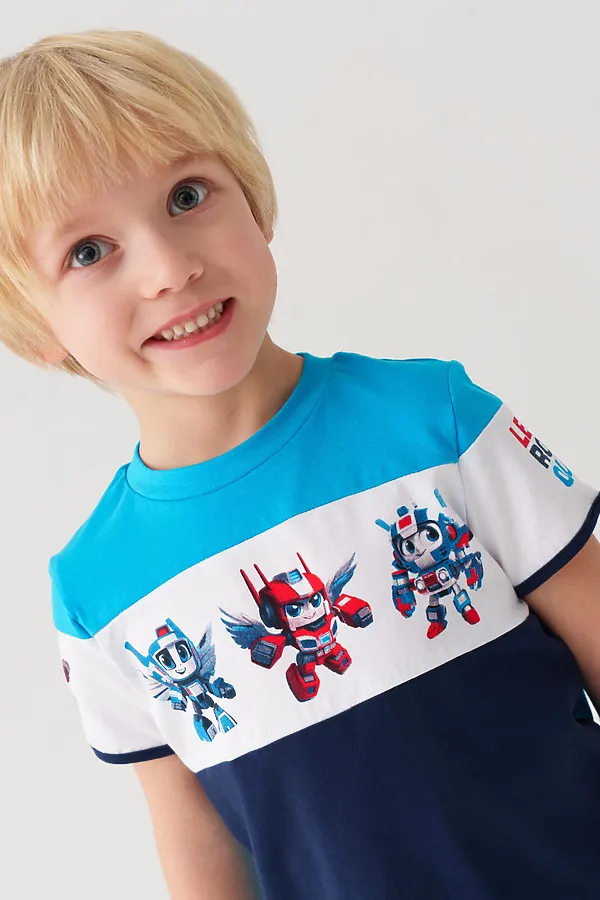 Фуфайка трикотажная для мальчиков (футболка) PLAYTODAY, тёмно-синий,ярко-синий - фото 2