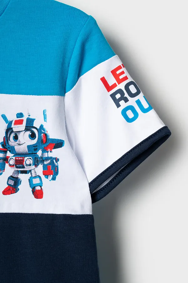 Фуфайка трикотажная для мальчиков (футболка) PLAYTODAY, тёмно-синий,ярко-синий - фото 2