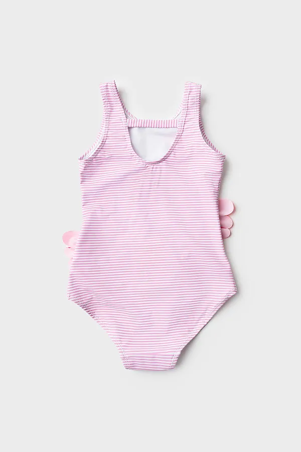 Купальник трикотажный для девочек PLAYTODAY, белый,розовый - фото 2