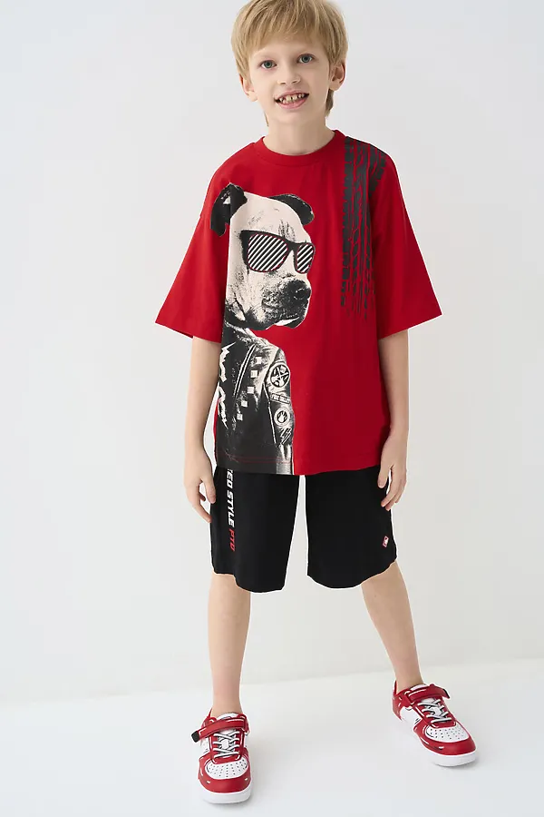 Фуфайка трикотажная для мальчиков (футболка) PLAYTODAY, красный - фото 2