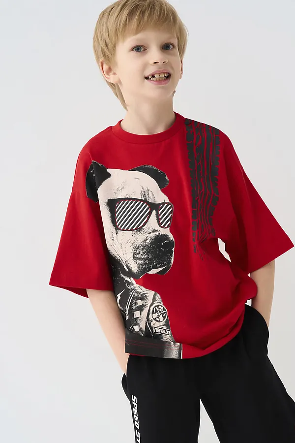 Фуфайка трикотажная для мальчиков (футболка) PLAYTODAY, красный - фото 2