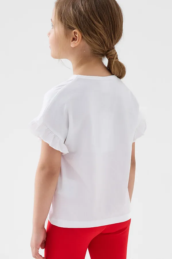 Джемпер трикотажный для девочек (футболка) PLAYTODAY, белый - фото 2