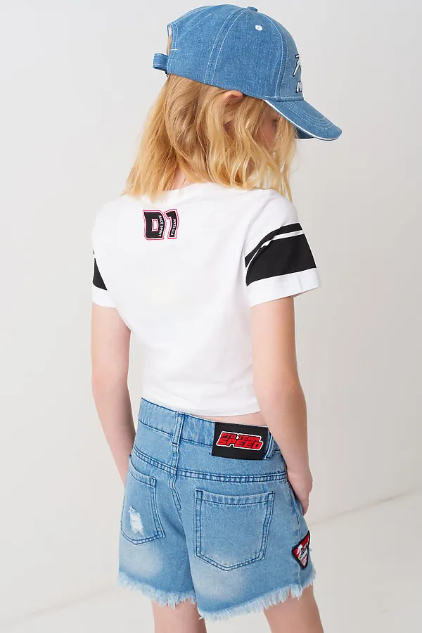 Фуфайка трикотажная для девочек (футболка) PLAYTODAY, белый - фото 2