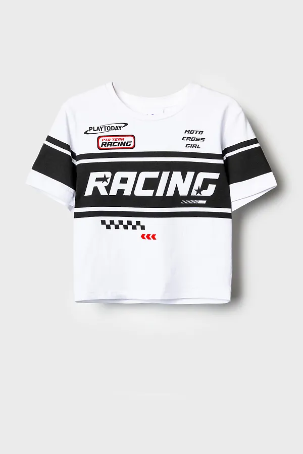 Фуфайка трикотажная для девочек (футболка) PLAYTODAY, белый - фото 2