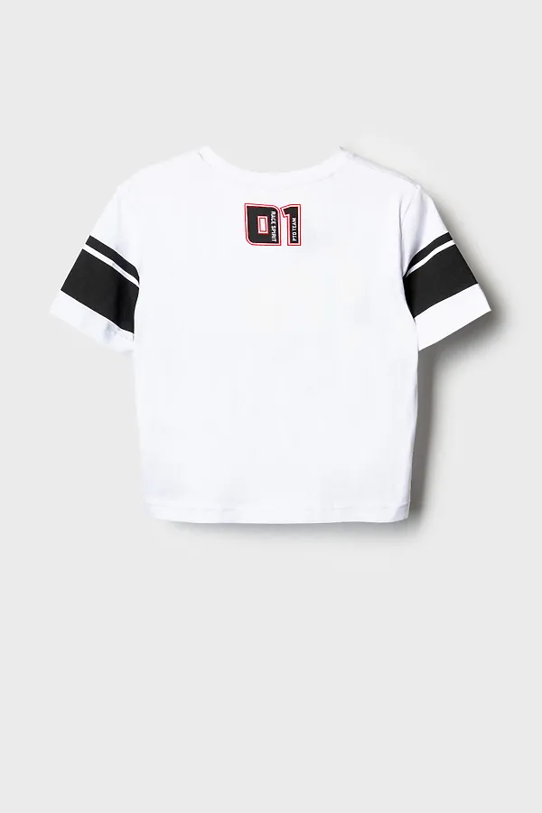 Фуфайка трикотажная для девочек (футболка) PLAYTODAY, белый - фото 2