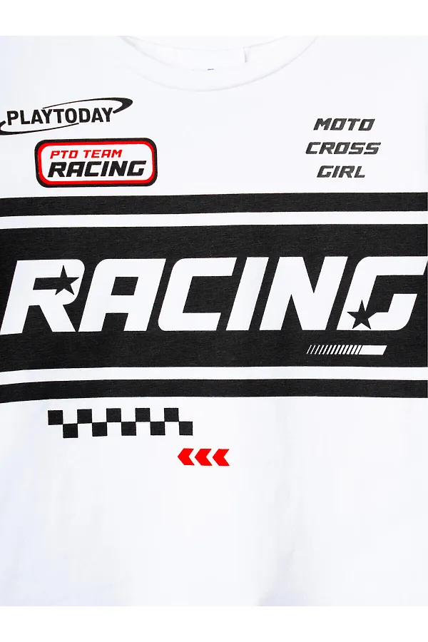 Фуфайка трикотажная для девочек (футболка) PLAYTODAY, белый - фото 2