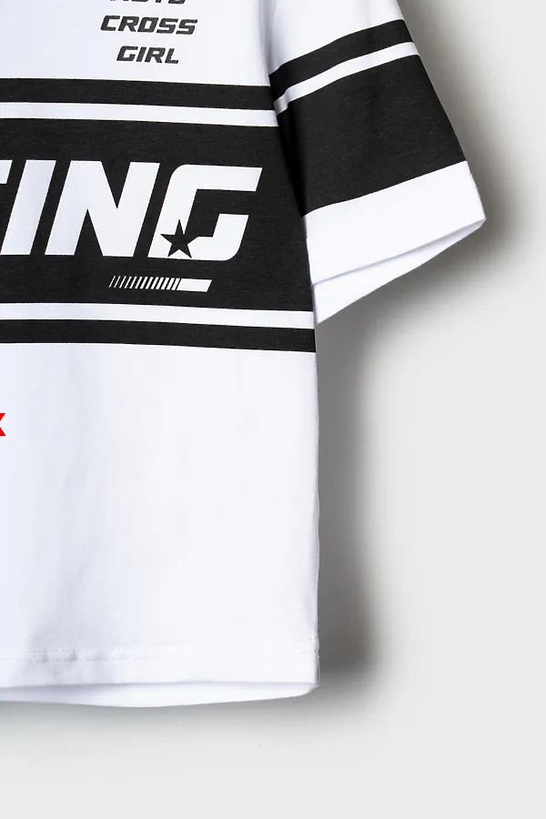 Фуфайка трикотажная для девочек (футболка) PLAYTODAY, белый - фото 2