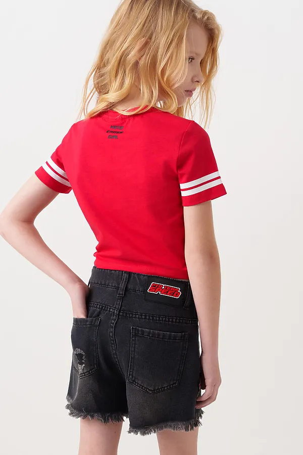 Фуфайка трикотажная для девочек (футболка) PLAYTODAY, белый,красный - фото 2