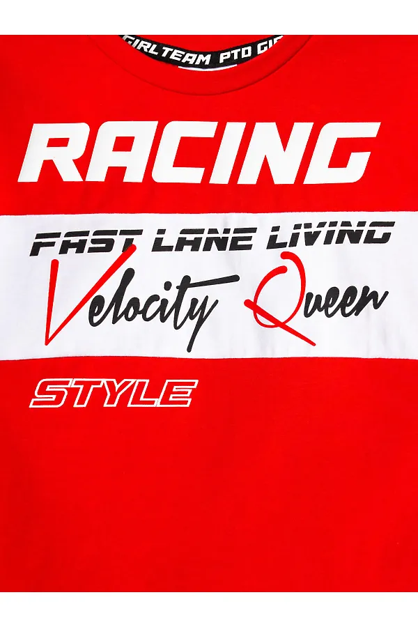 Фуфайка трикотажная для девочек (футболка) PLAYTODAY, белый,красный - фото 2