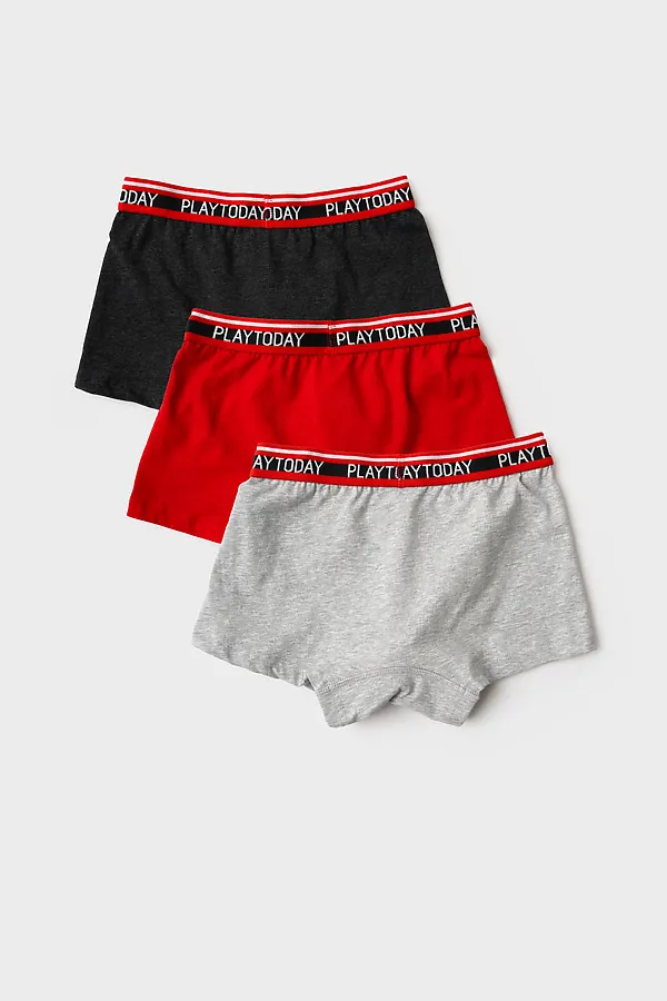Трусы трикотажные для мальчиков - боксеры, 3 шт в комплекте PLAYTODAY, красный,черный,серый меланж - фото 2