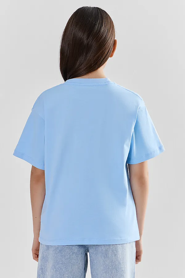 Футболка для девочек MARK FORMELLE, небо +печать - фото 2