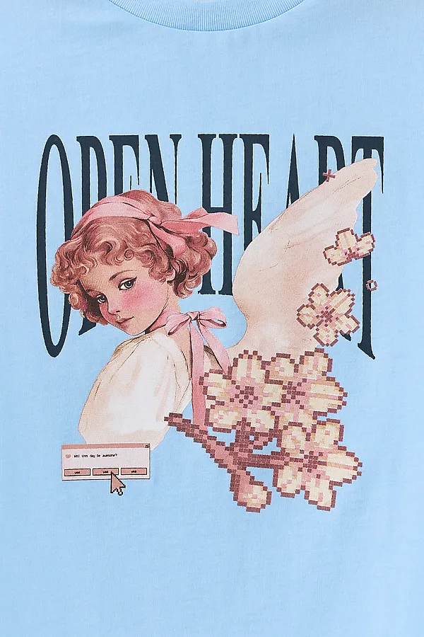 Футболка для девочек MARK FORMELLE, небо +печать - фото 2