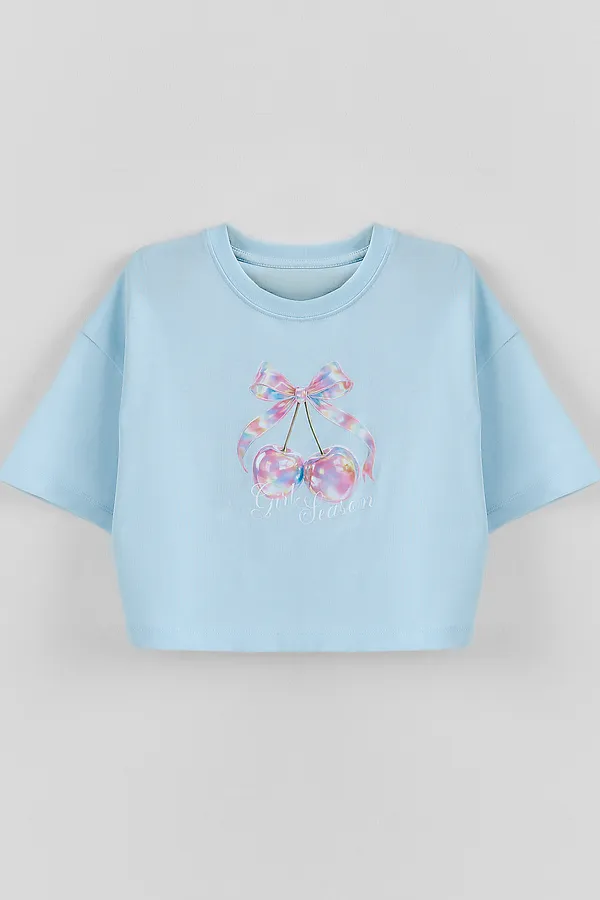 Футболка для девочек MARK FORMELLE, кристалл +печать - фото 2