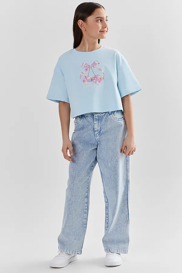 Футболка для девочек MARK FORMELLE, кристалл +печать - фото 2