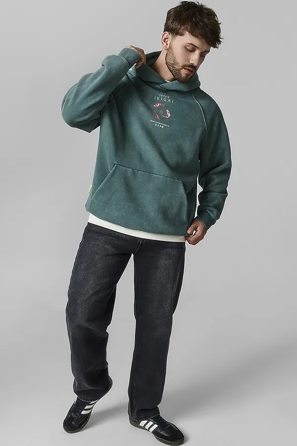 Худи мужское MARK FORMELLE, acid wash травяной1 +печать - фото 2