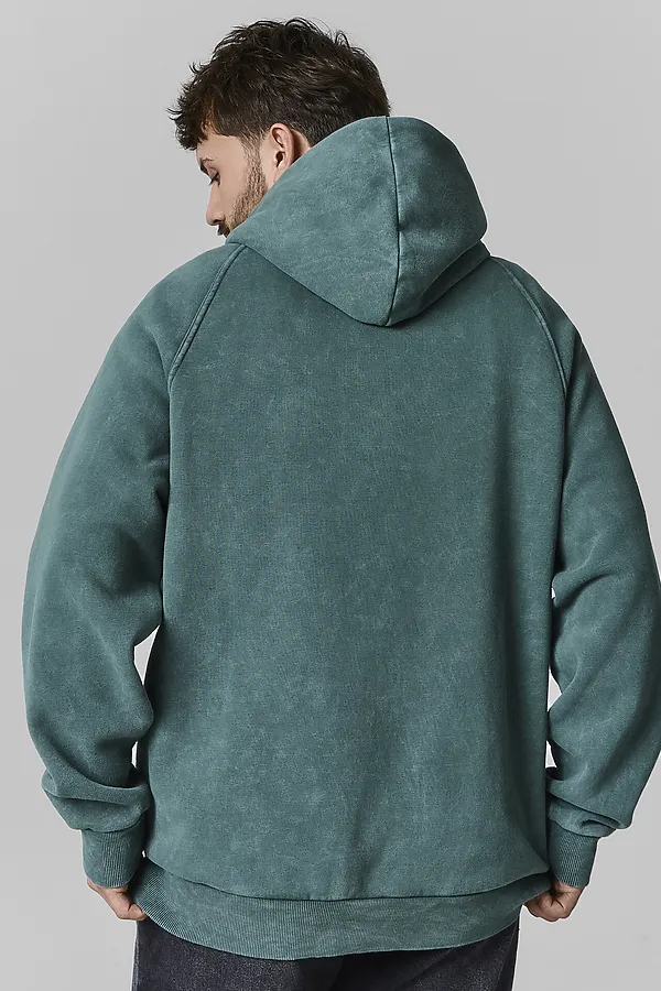 Худи мужское MARK FORMELLE, acid wash травяной1 +печать - фото 2