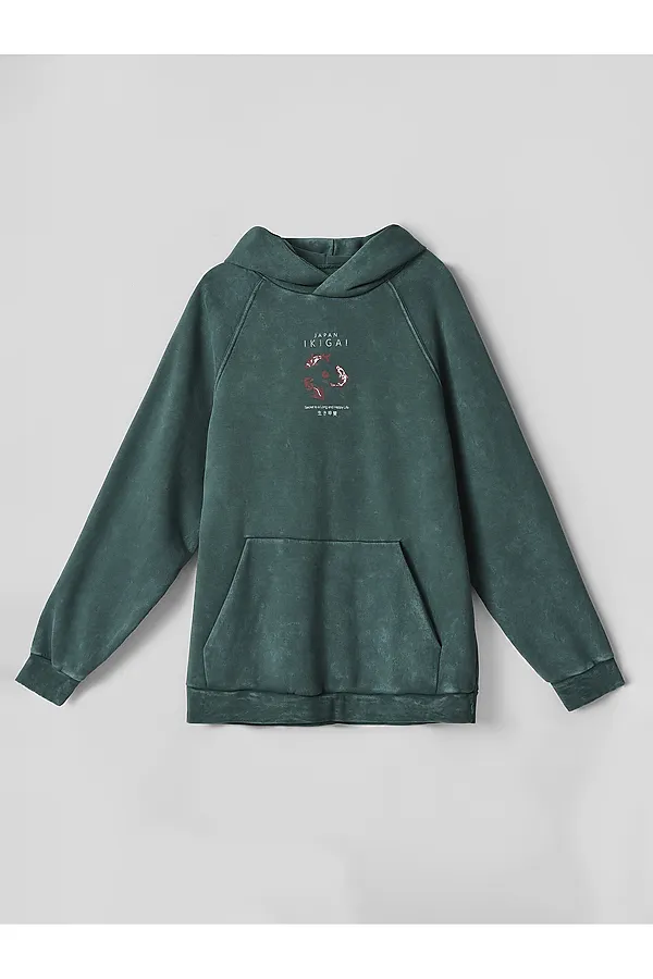 Худи мужское MARK FORMELLE, acid wash травяной1 +печать - фото 2