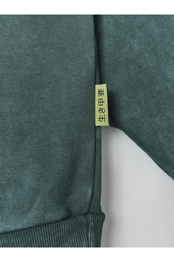 Худи мужское MARK FORMELLE, acid wash травяной1 +печать - фото 2