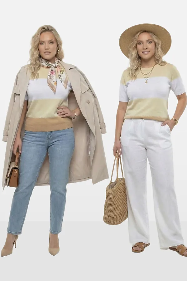 Джемпер VAY, бежевый/топленое молоко/белый/натюрель - фото 2