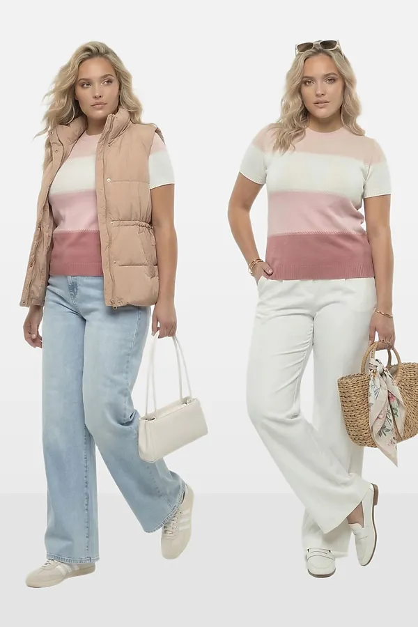 Джемпер VAY, т.пудра/орхидея/белый/бледно-розовый - фото 2