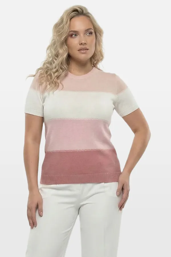 Джемпер VAY, т.пудра/орхидея/белый/бледно-розовый - фото 2