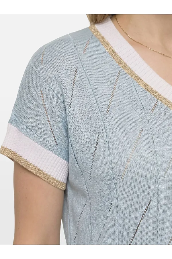 Джемпер VAY, хрустально-голубой/белый/бежевый - фото 2