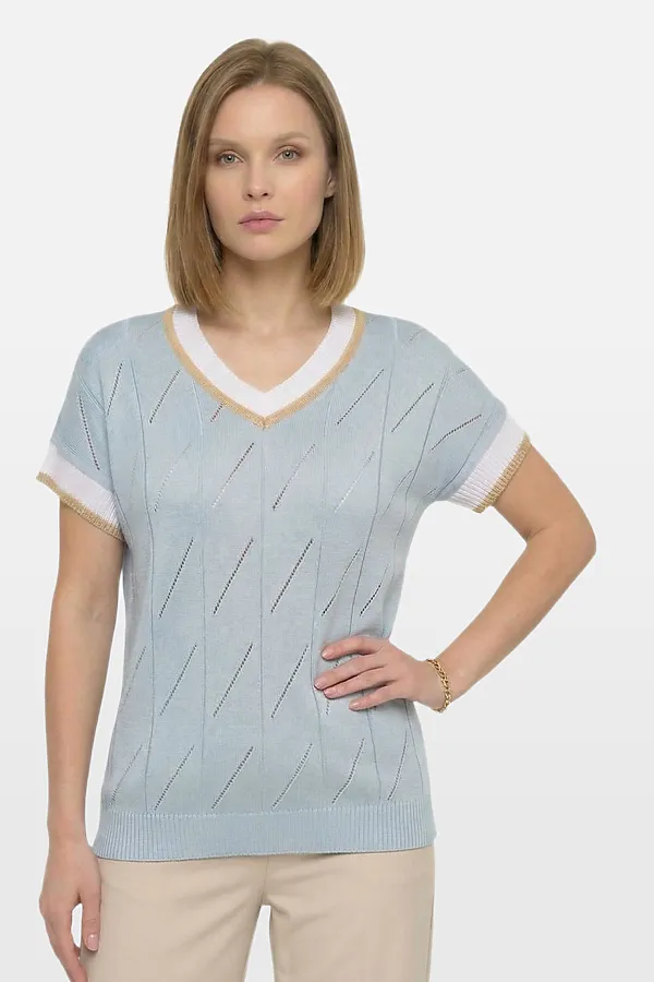 Джемпер VAY, хрустально-голубой/белый/бежевый - фото 2