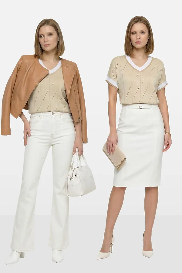 Джемпер VAY, натюрель/белый/бежевый - фото 2