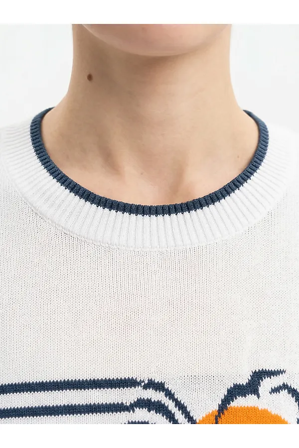 Джемпер NEWVAY, белый/деним/апельсин - фото 2