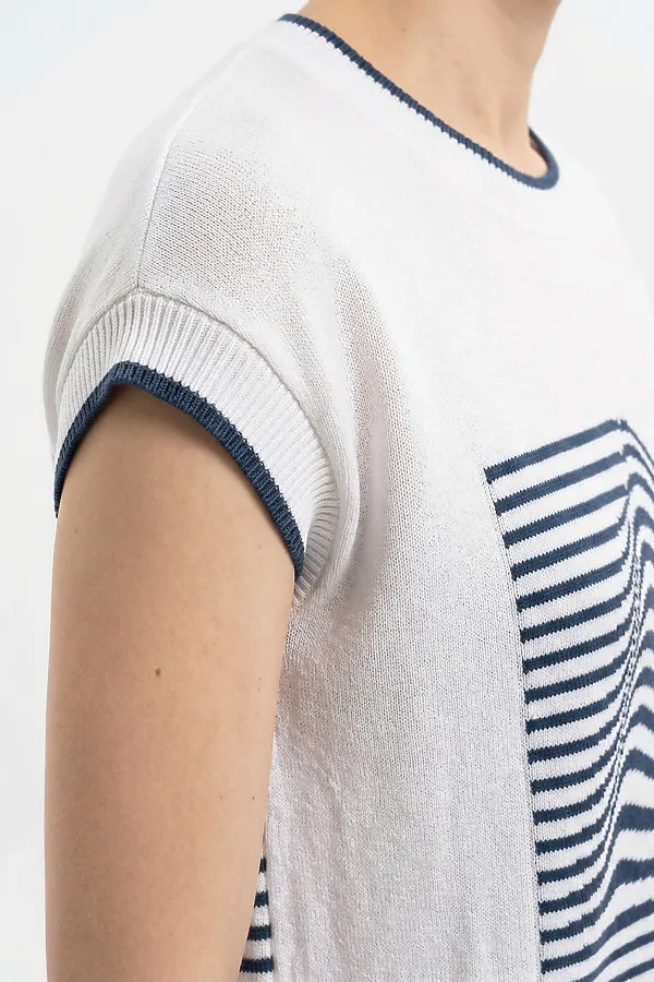 Джемпер NEWVAY, белый/деним/апельсин - фото 2