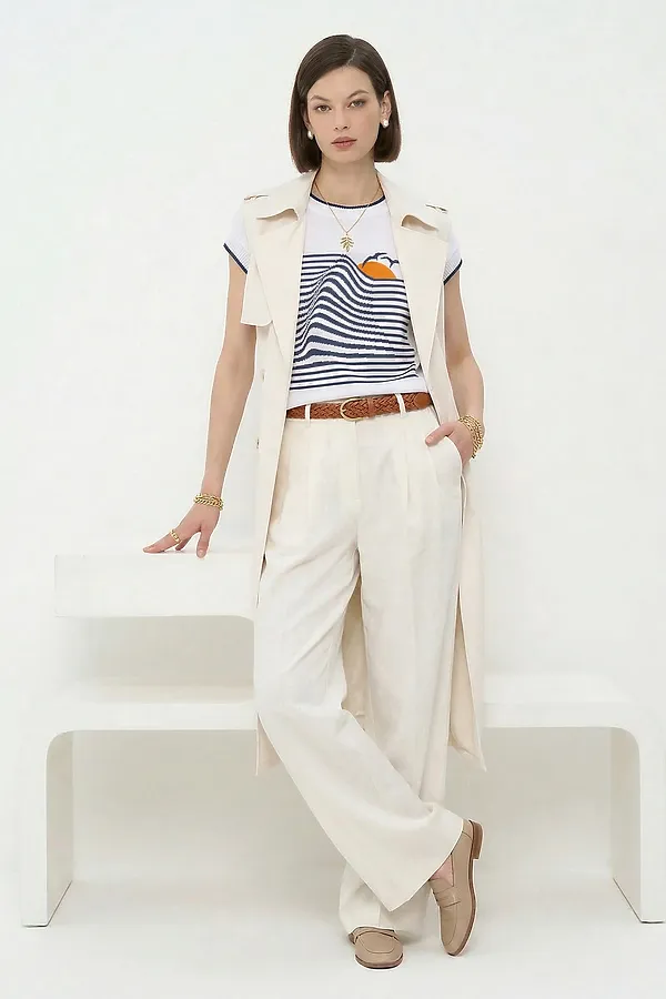 Джемпер NEWVAY, белый/деним/апельсин - фото 2