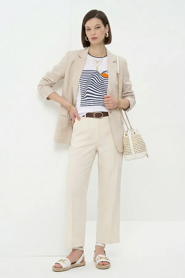 Джемпер NEWVAY, белый/деним/апельсин - фото 2