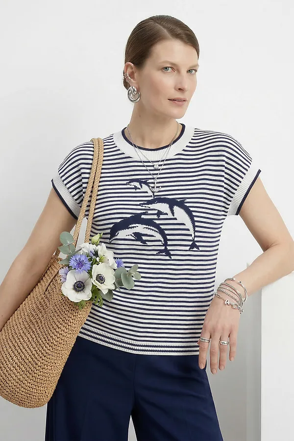 Джемпер NEWVAY, белый/т.синий - фото 2