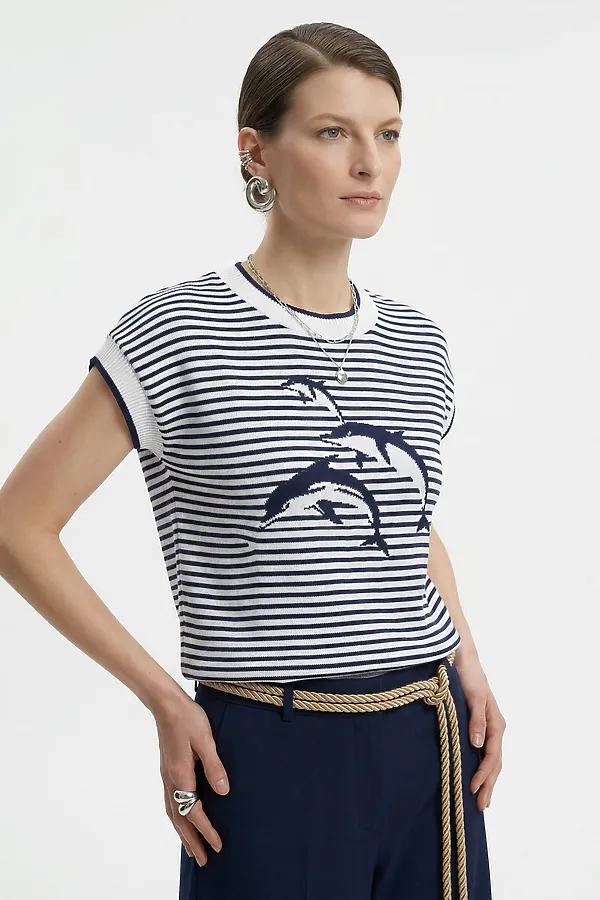 Джемпер NEWVAY, белый/т.синий - фото 2